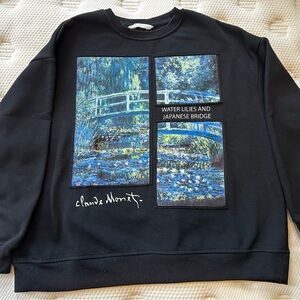 Black Monet Water Lilies Art Sweater
